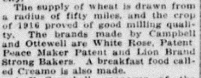 
        
        Image 3: <i>Creamo</i> referring to a type of cereal. <i>Edmonton Bulletin</i>, 17 Feb. 1917, p. 15      