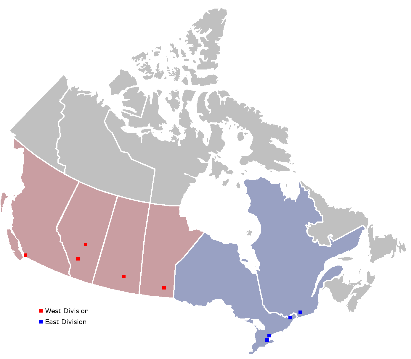 
        Image 1: <i>Canadian Football League</i> divisions. Source: Wikimedia Commons. Image: Pharos04      