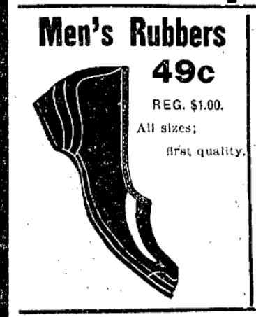 
        
        
        Image 2: An advertisment for <i>toe rubbers</i> from the <i>Toronto Star</i>, 5 Jan. 1915                  