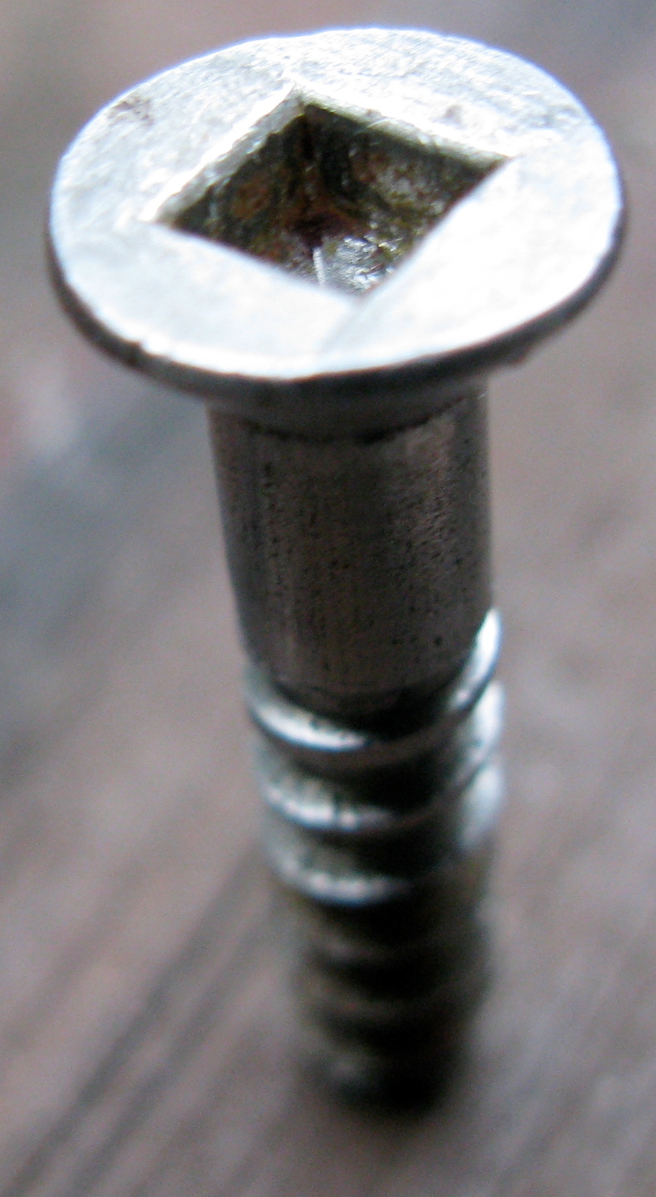 
        
        Image 2: A <i>Robertson screw</i> in wood. Source: Wikimedia Commons. Photo: Saforrest           