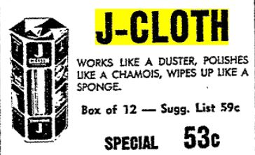 
        
        Image 1: An advertisement for <i>J-Cloths</i> (<i>Toronto Star</i> 15 Mar. 1966: 32)           