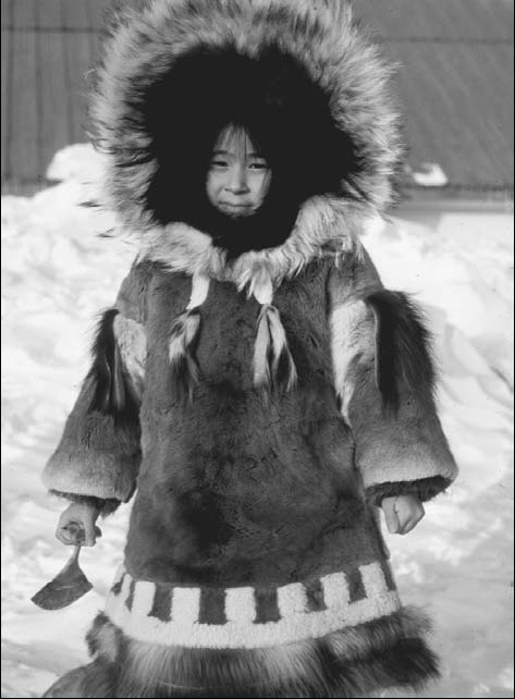 Image 1: A child wearing a <i>sunburst</i> parka. Source: Encyclopedia of Clothing and Fashion, http://angelasancartier.net/