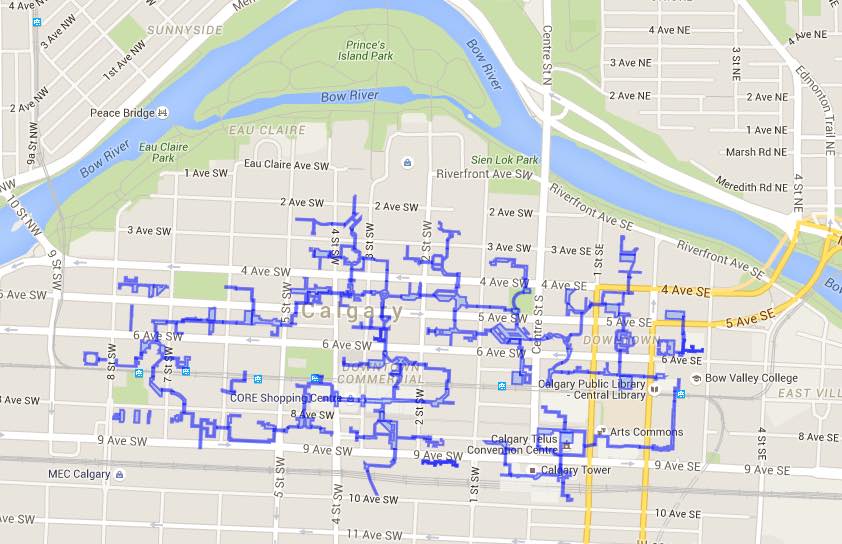 
        Image 2: Map of the <i>+15</i> system, July 2016. Source: calgaryplus15.com      