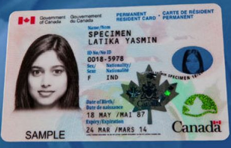 
        Image 1: A <i>Maple Leaf Card</i>, officially called a <i>Permanent Resident Card</i> (Photo: Immigration Canada)      