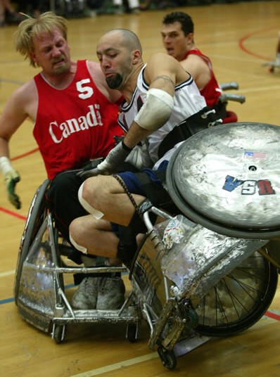 
        
       
        Image 1: A <i>murderball</i> game between Canada and the US. Source: Wikimedia Commons.                  