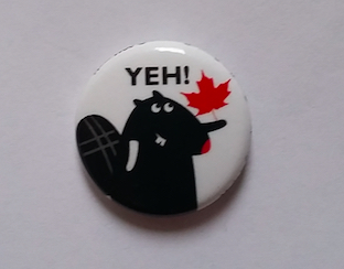 
        Image 1: Button utlizing <i>eh</i> in the word <i>yeah</i>. Photo: S. Dollinger      