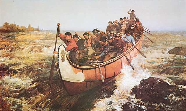 
        Image 1: "Shooting the Rapids". 1879 painting by Frances Anne Hopkins (1838-1919). (Source: Wikimedia Commons).      