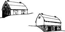 A bank barn, seen from back and front