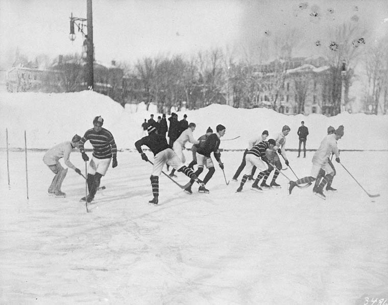 
        
        
        Image 1: A game of <i>shinny</i> (meaning 1b) played at McGill University, 1901. Source: Library and Archives Canada. Photo: William Notman &amp; Son                  